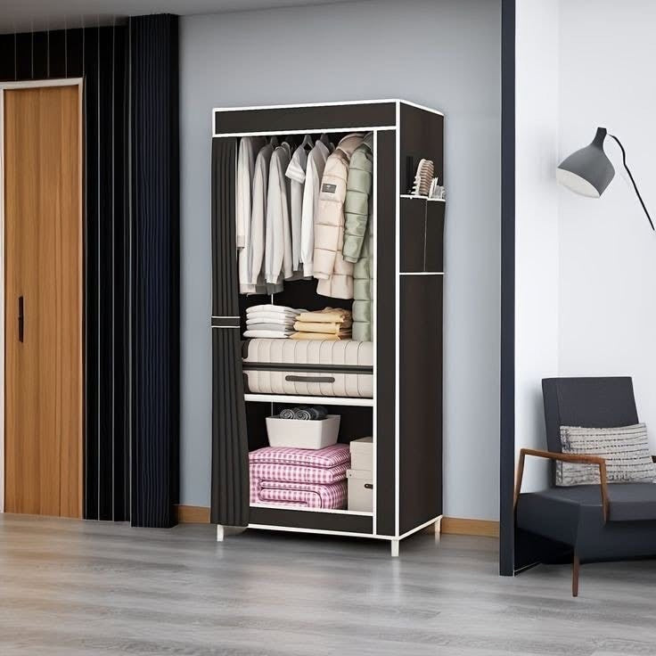 Dustptoof Large Capacity Wardrobe Fabric Floor Standing Multilayer Clothes Hanging