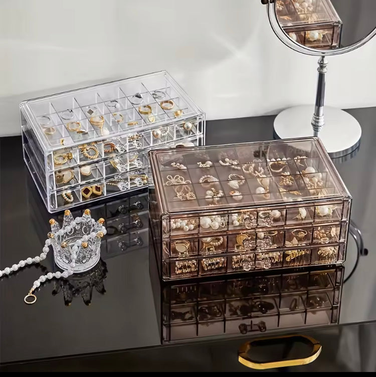 Luxury 3 Layer-72 Grids Large Capacity Dustproof Jewellery Organizer
