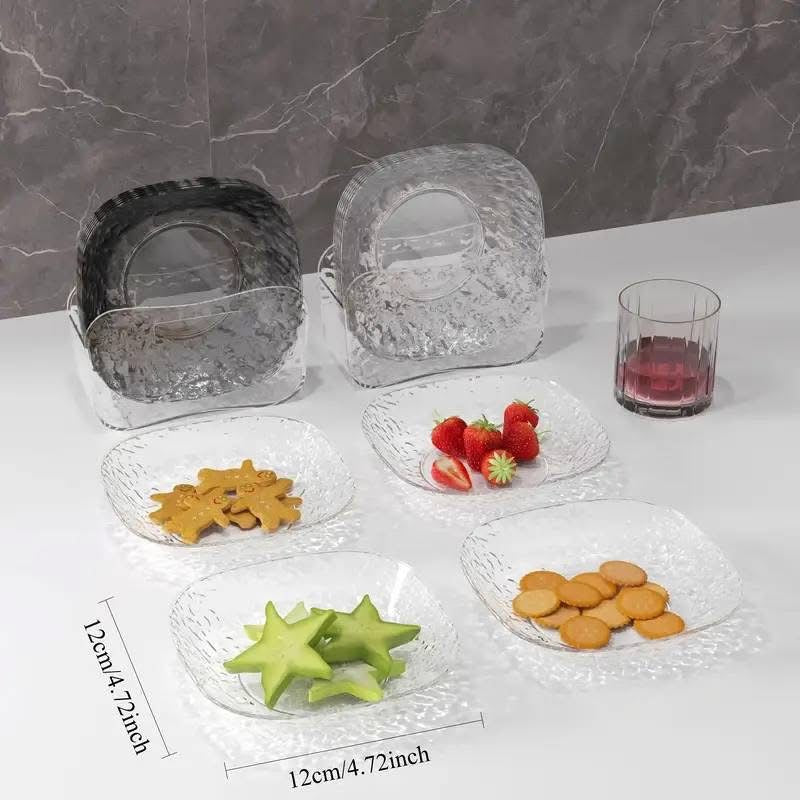Luxury Acrylic 6 Pcs Crystal Plates Set with Storage Box
