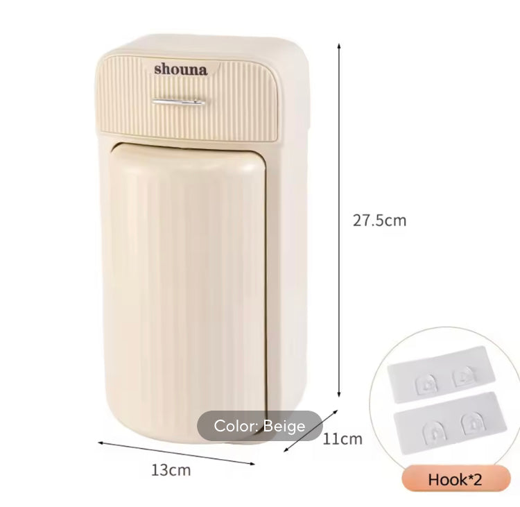 Wall Mounted Rotating Flip Makeup Brushes Holder with Drawer