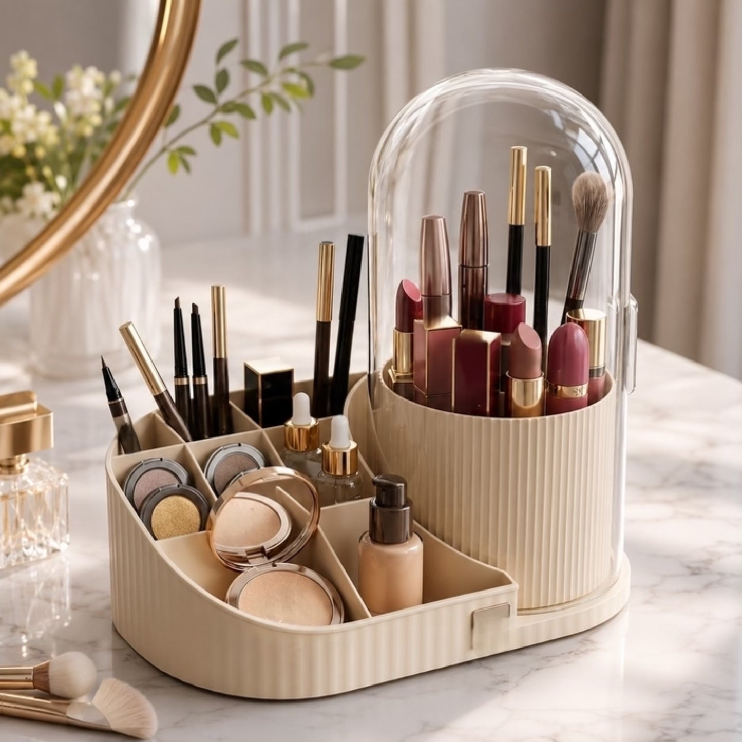 360 Rotating Brushes Holder with Storage Tray