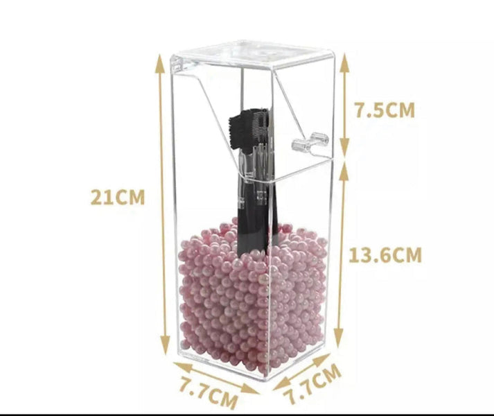 Transparent Acrylic Brushes Holder with Pearls