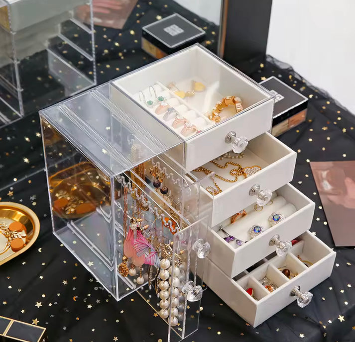Acrylic 4 Drawers + 2 Doors Jewellery Organizer
