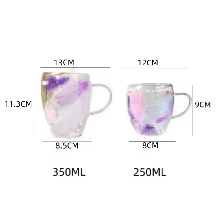 Double Wall Heat Resistant Feather Design Coffee Mug