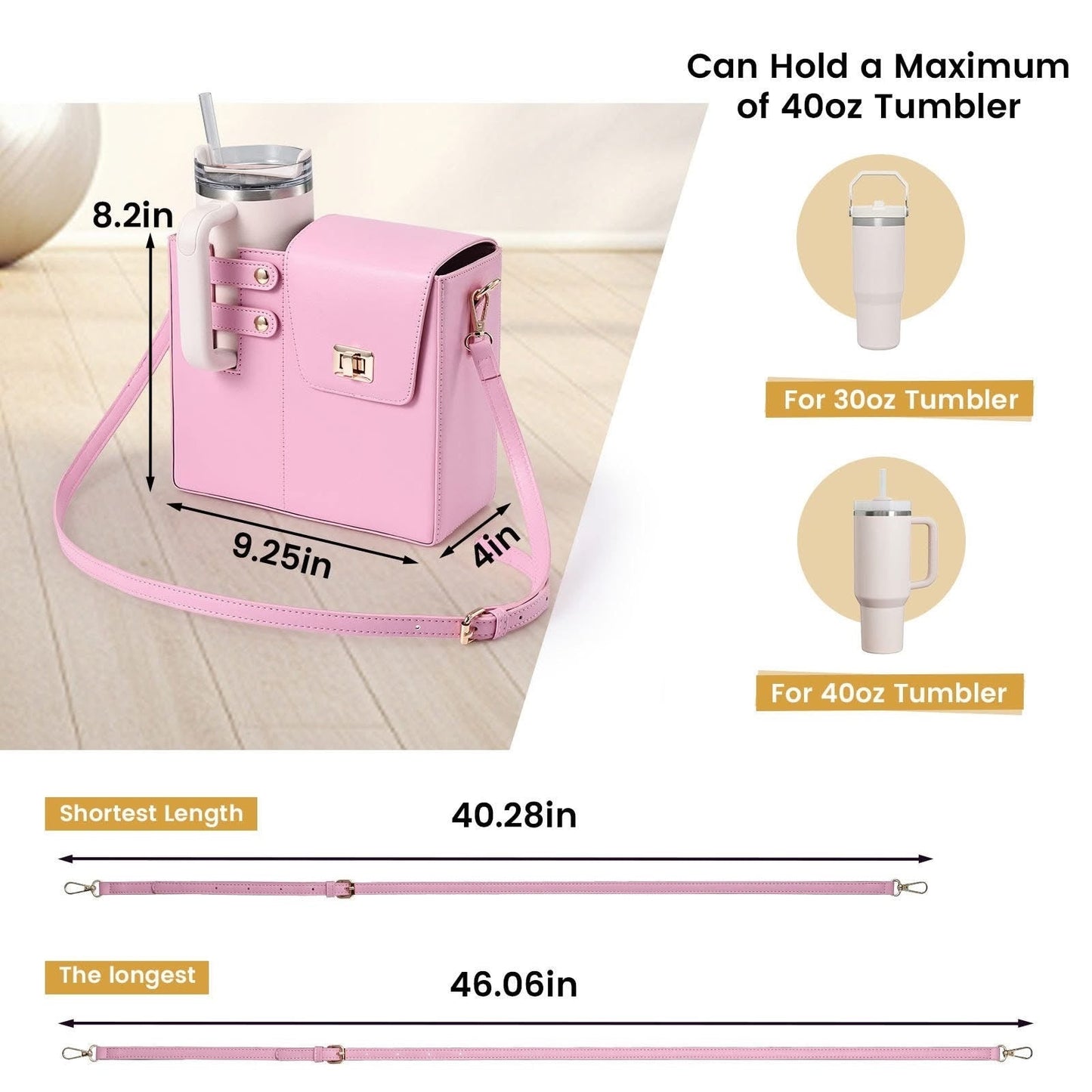 Leather Tumbler Mug Holder with Storage Bag