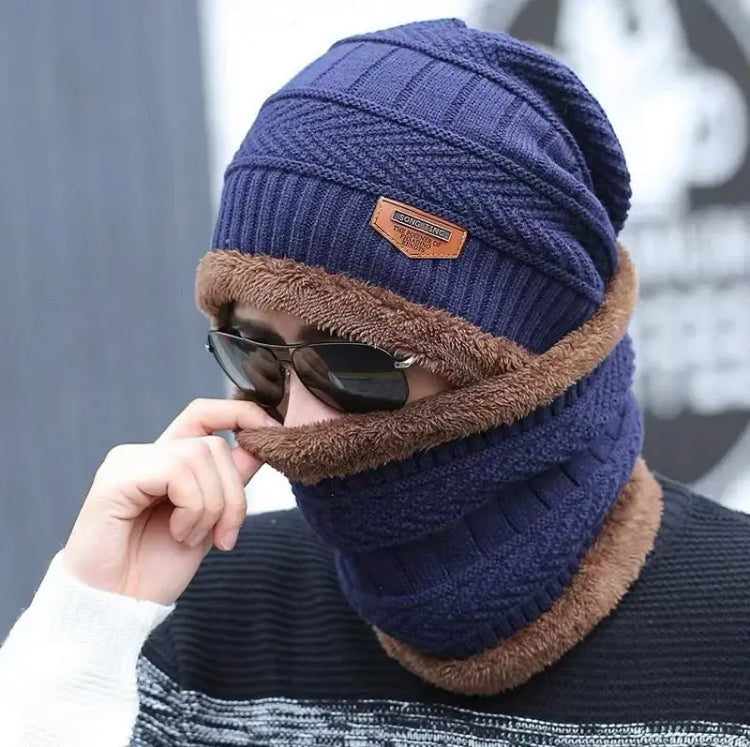 Winter Beanie Cap for Men & Women Thick Wool Knitted Set
