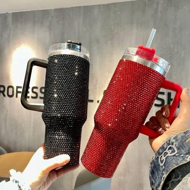 40oz Rhinestones Tumbler Stainless Steel Insulated Travel Mug