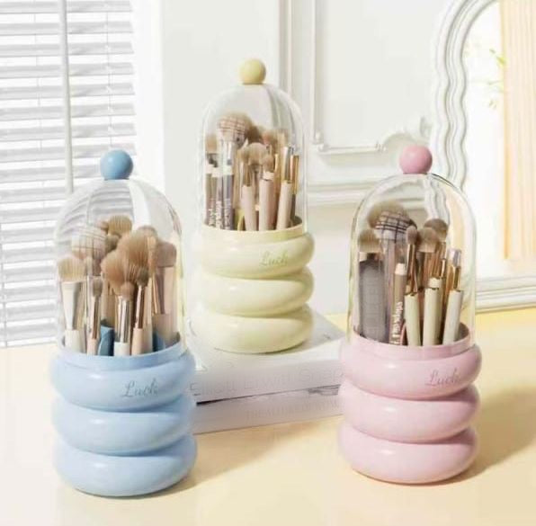 360 Rotating Makeup Brushes Holder with Dustproof Lid