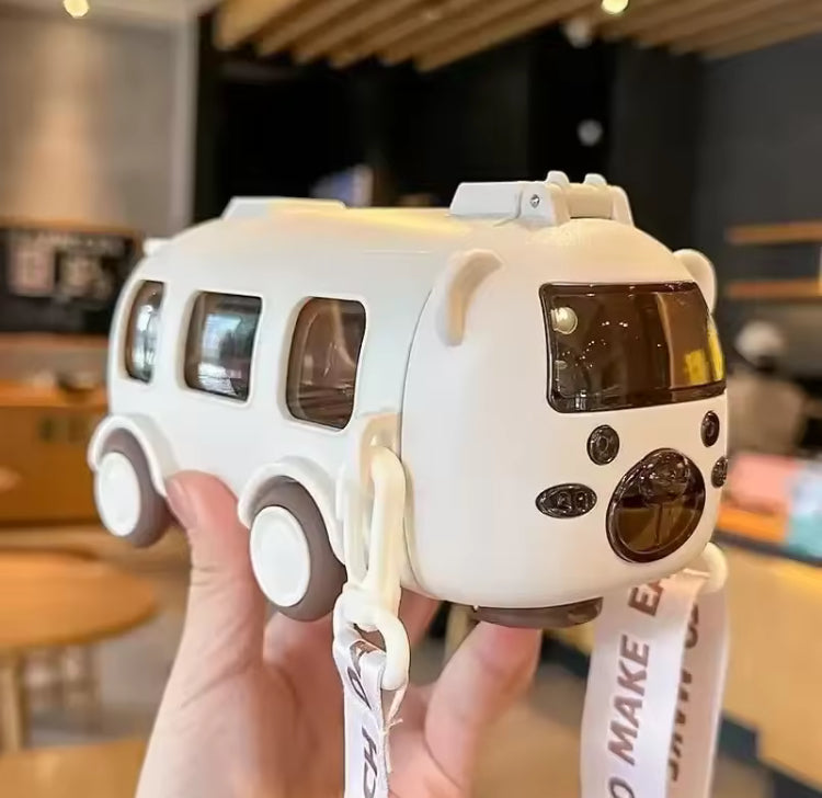 500ml Cute Bus Water Bottle for Kids with Strap