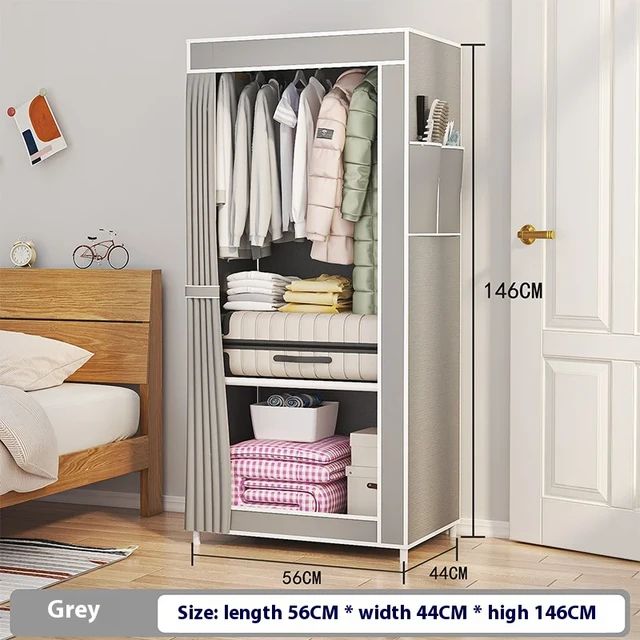 Dustptoof Large Capacity Wardrobe Fabric Floor Standing Multilayer Clothes Hanging