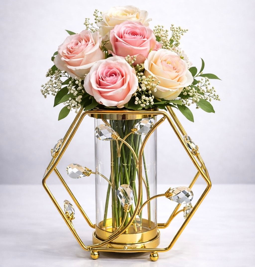 Metal Golden Candle Stand / Flower Vase