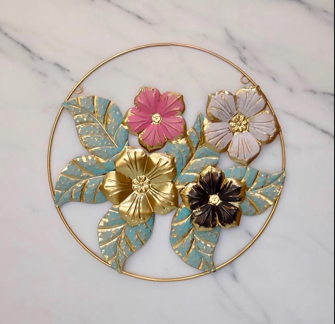 Metal Round Flower Motif for Wall Decoration