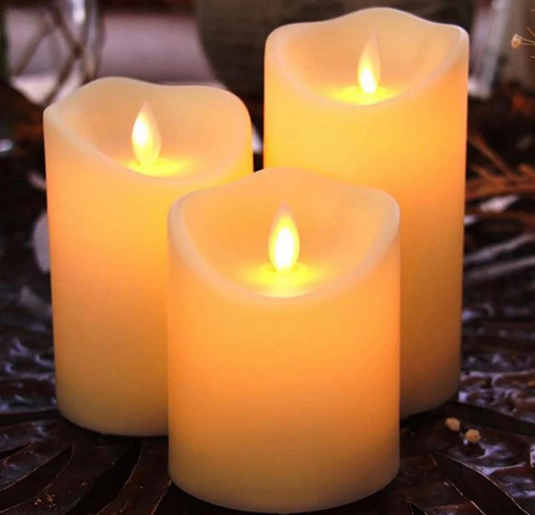 3 Pcs Set Warm LED Candle with moving (Battery Operated)