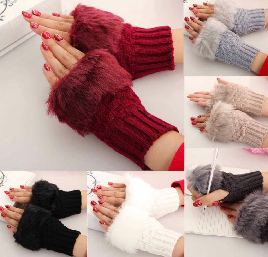 Winters Warm Fur Gloves for Girls
