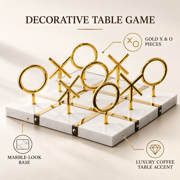 Luxury Ceramic Gold Tic-Tac-Toe Decorative Table Game