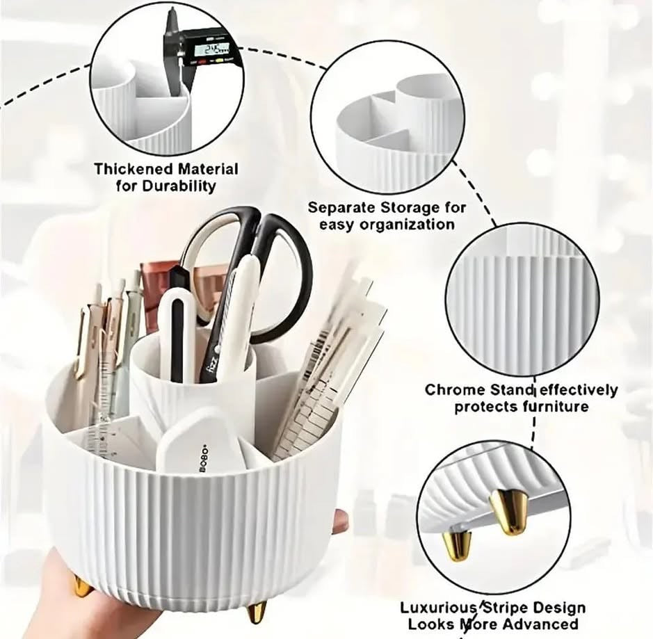 Large Capacity 360 Rotating Makeup Brushes Holder