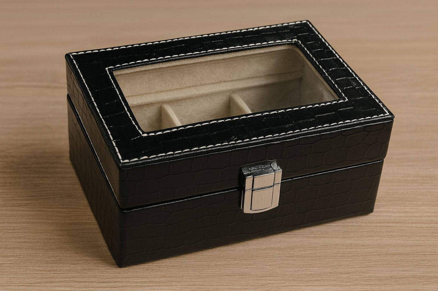 3 Grids Leather Watch Box Organizer