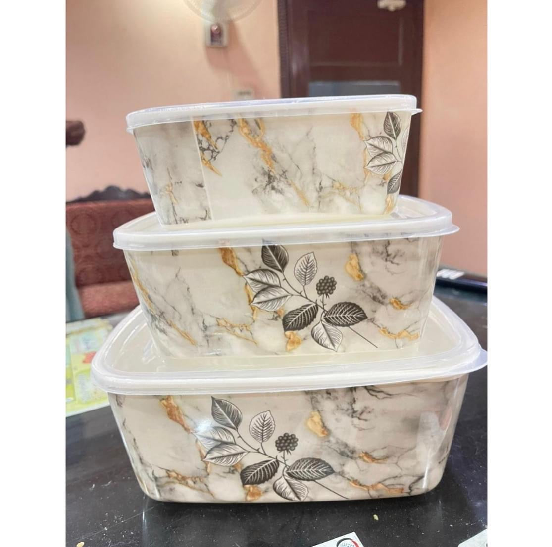 3 Pcs Melamine Bowl Set with Lids Storage Boxes