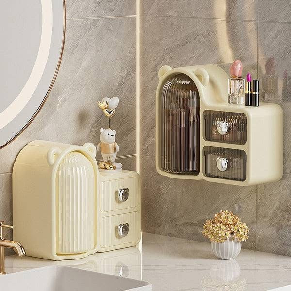 Makeup Rotating Brushes Holder with Drawer