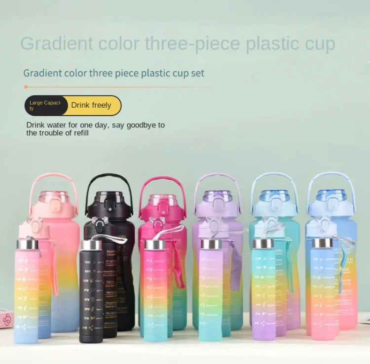 3 Pcs Gradient Colour Large Capacity Water Bottles Set