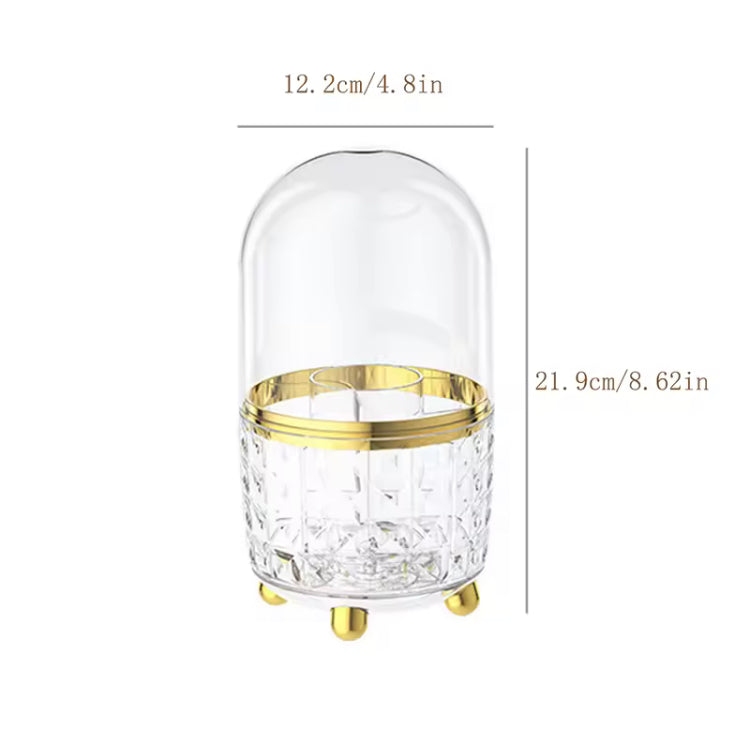 Luxury 360 Rotating Acrylic Makeup Brushes Holder with Lid