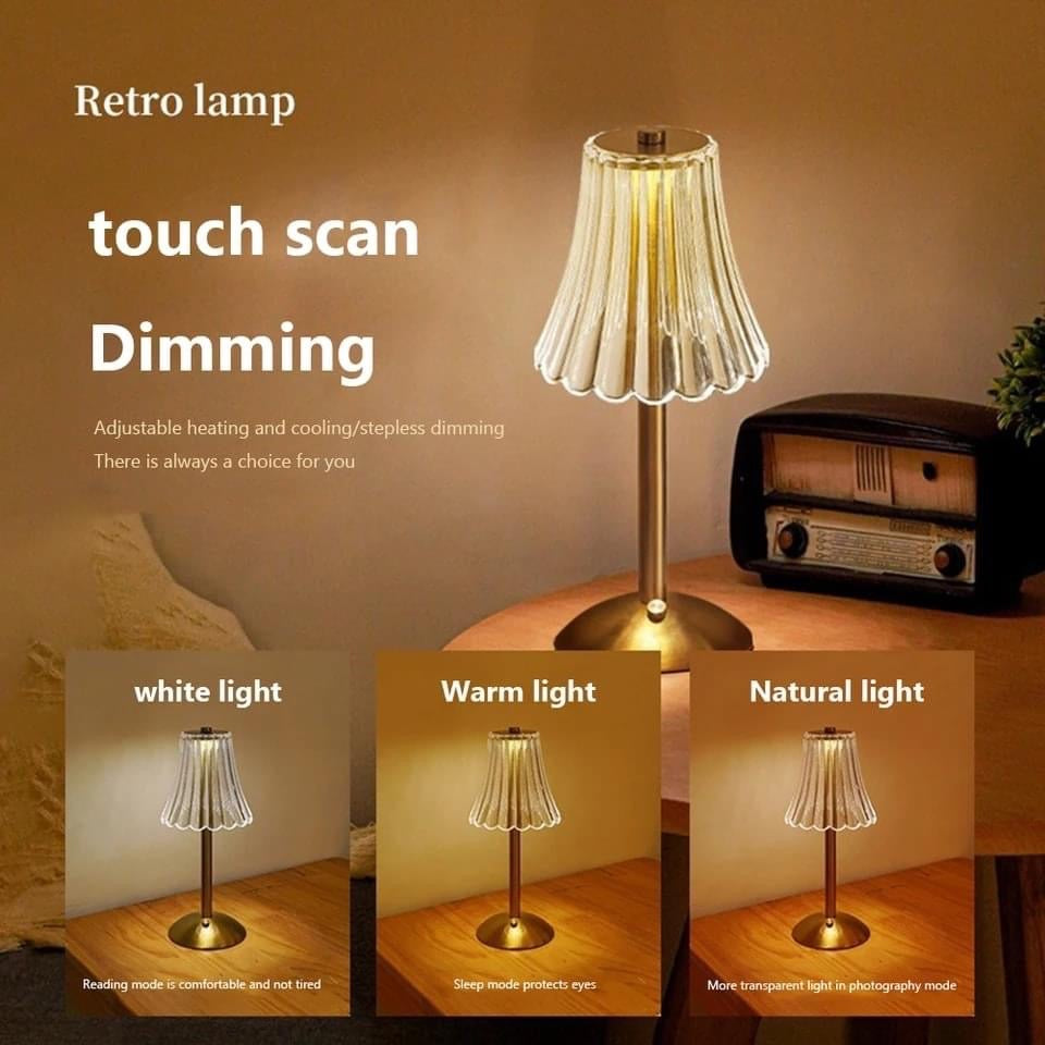 Metal LED Touch Diamond Table Lamp Rechargeable with 3 Lightening Modes