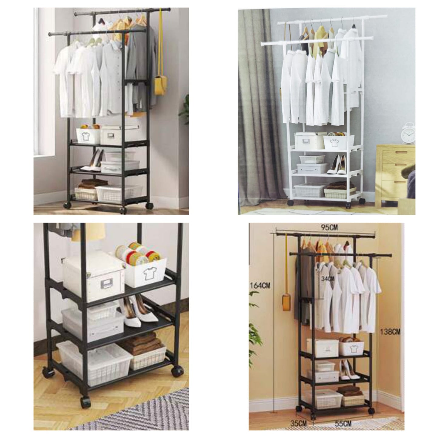 3 Layer Double Pole Clothes Rack with Box Packaging