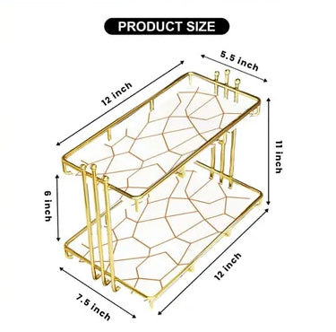 Double Layer Iron Art Nordiac Marble Style Cosmetics Organizer