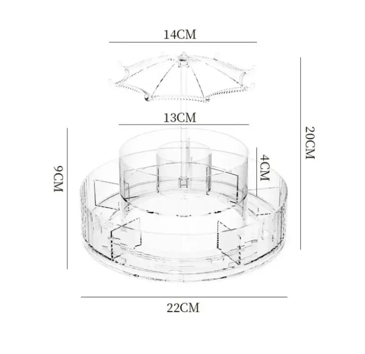 Rotating Umbrella Style Cosmetics Makeup Organizer