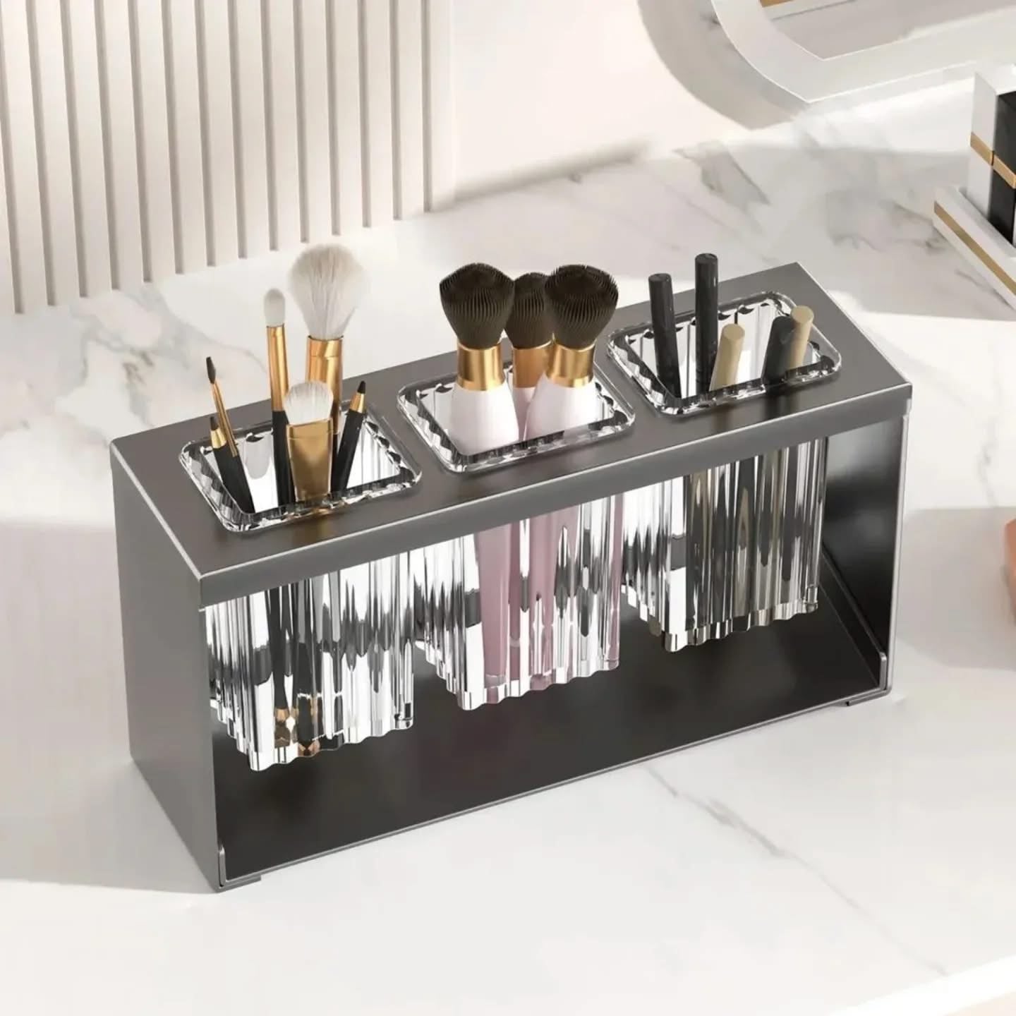 Premium Countertop Acrylic Cutlery Drying Holder with Metal Stand
