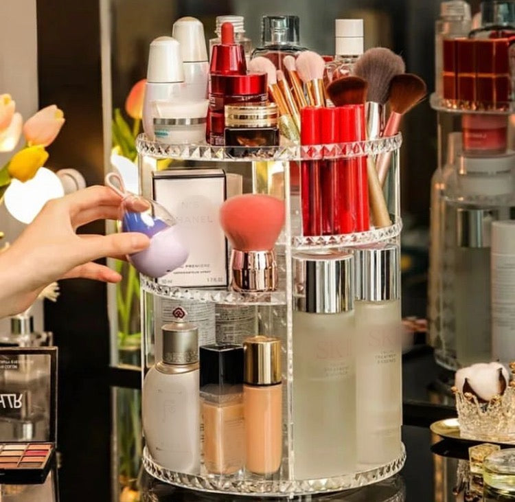 Acrylic 360 Rotating Cosmetics Makeup Organizer (Large Size)