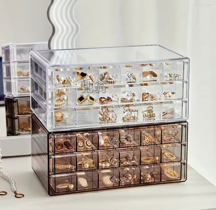 Luxury 3 Layer-72 Grids Large Capacity Dustproof Jewellery Organizer