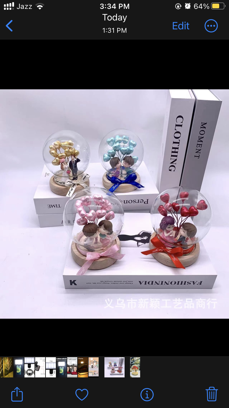 New Couple Flower Glass Globe Best for Wedding Gift with Wooden Base