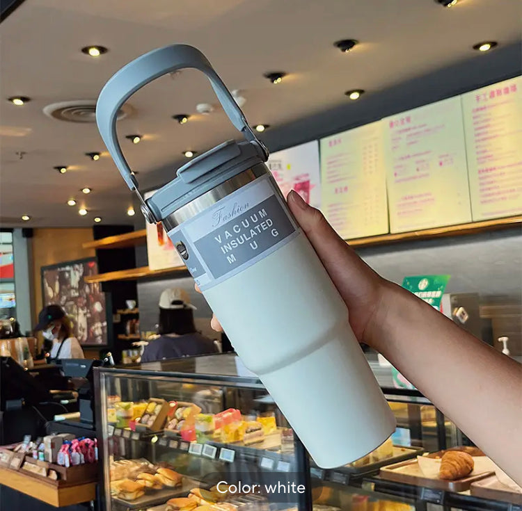 30oz Insulated Stainless Steel Tumbler Mug with Lid & Straw