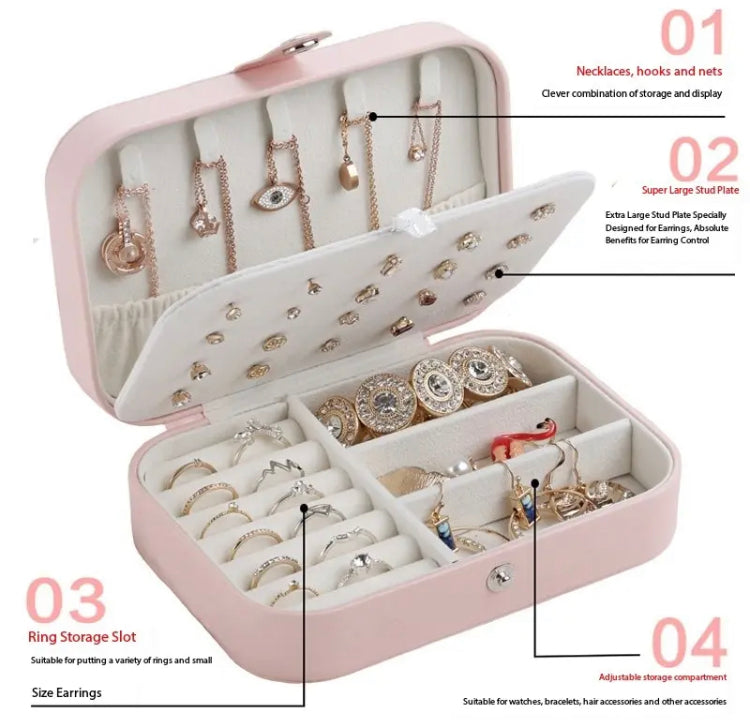 Double Layer Portable Leather Jewellery Organizer
