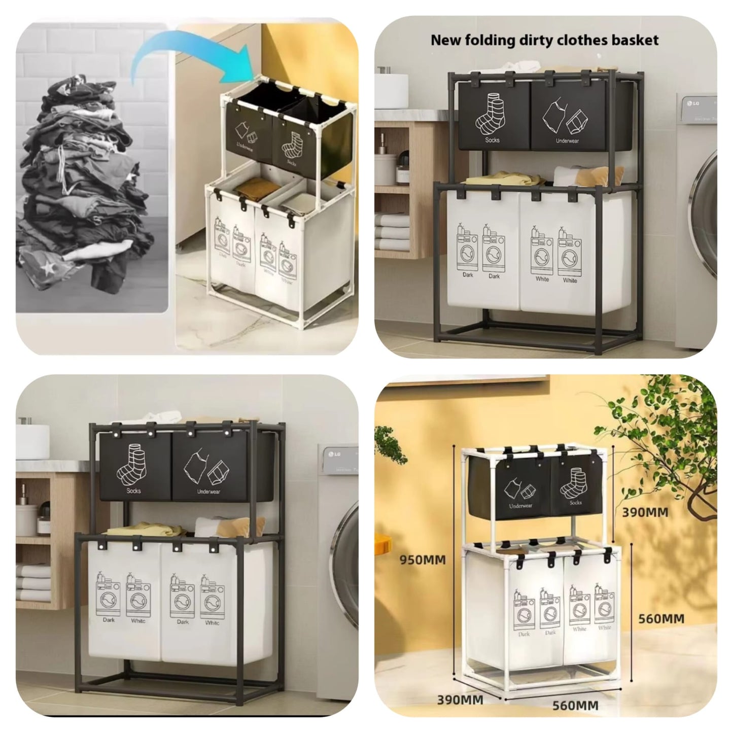 Double Layer Foldable Laundry Toys Multipurpose Basket