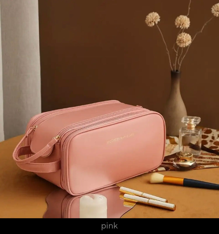 Large Capacity Cosmetic Bag Fashion Portable Wash Bag PU Leather