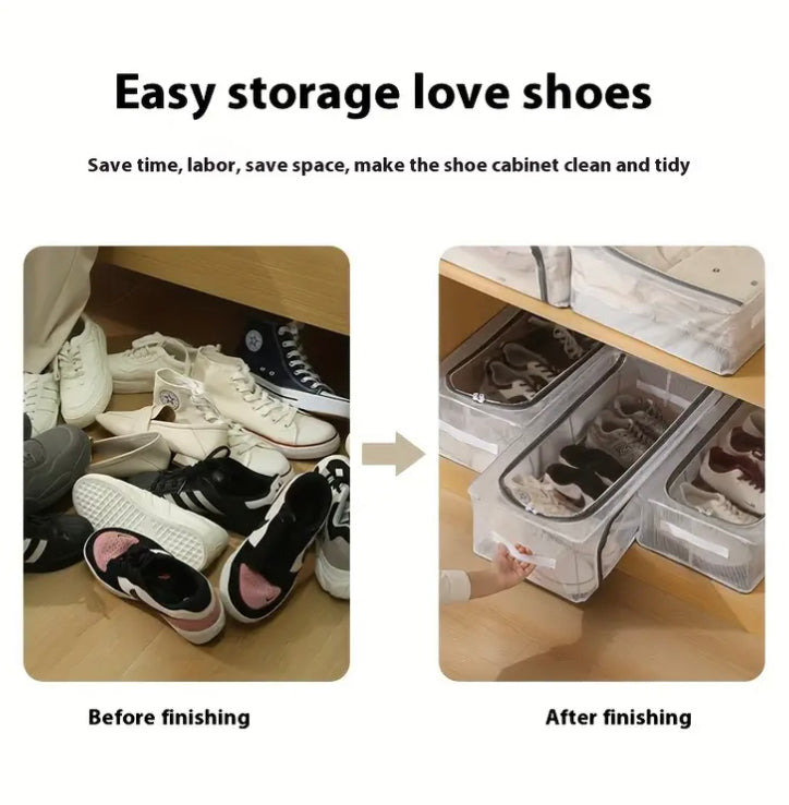 1 Pc Double Sided Transparent Rectangular Dustproof Under Bed Shoes Organizer