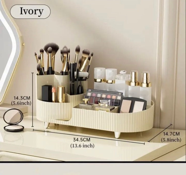 Luxury Cosmetics Makeup Organizer with Rotating Brushes Holder