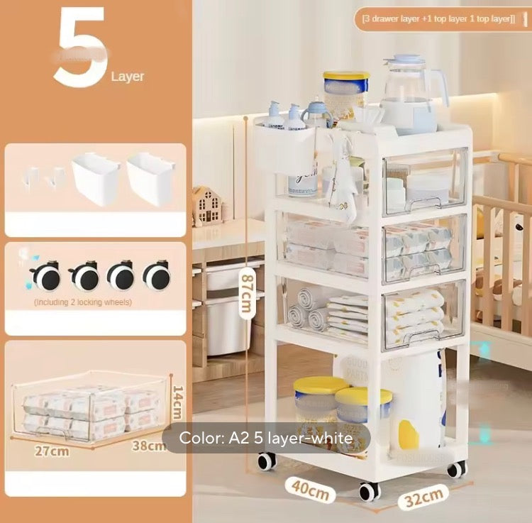 5 Layer Moveable Kids / Home Supplies Multipurpose Trolley