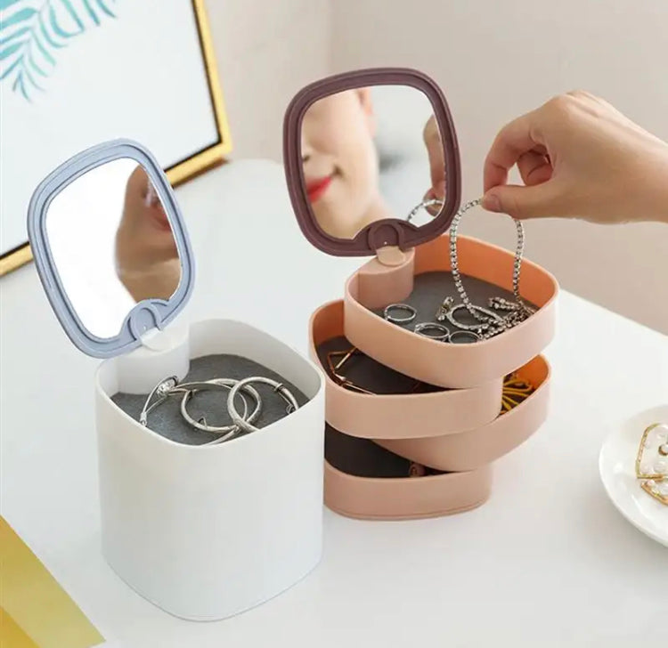Four Layer Rotating Jewellery Organizer with Mirror
