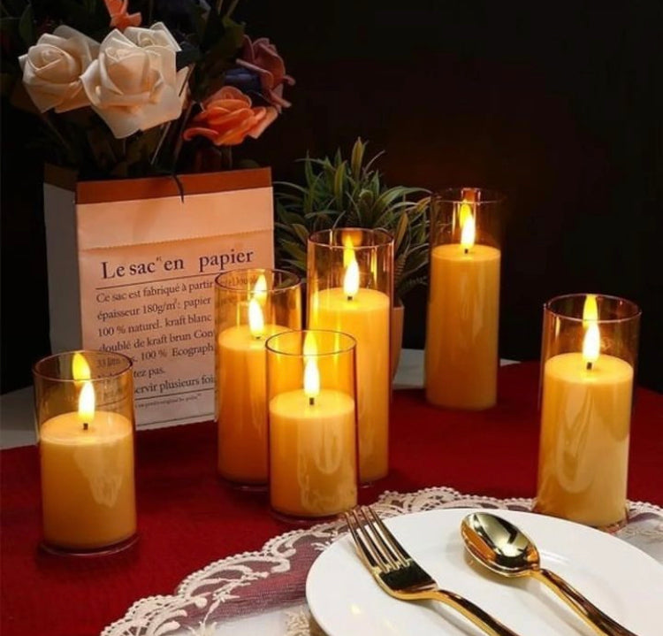 Led Burning Candle with Glass