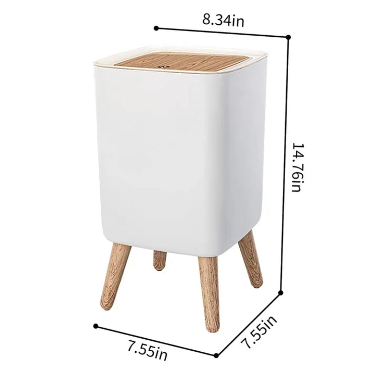 Wooden High Foor Square Shape Trash Bin with Lid