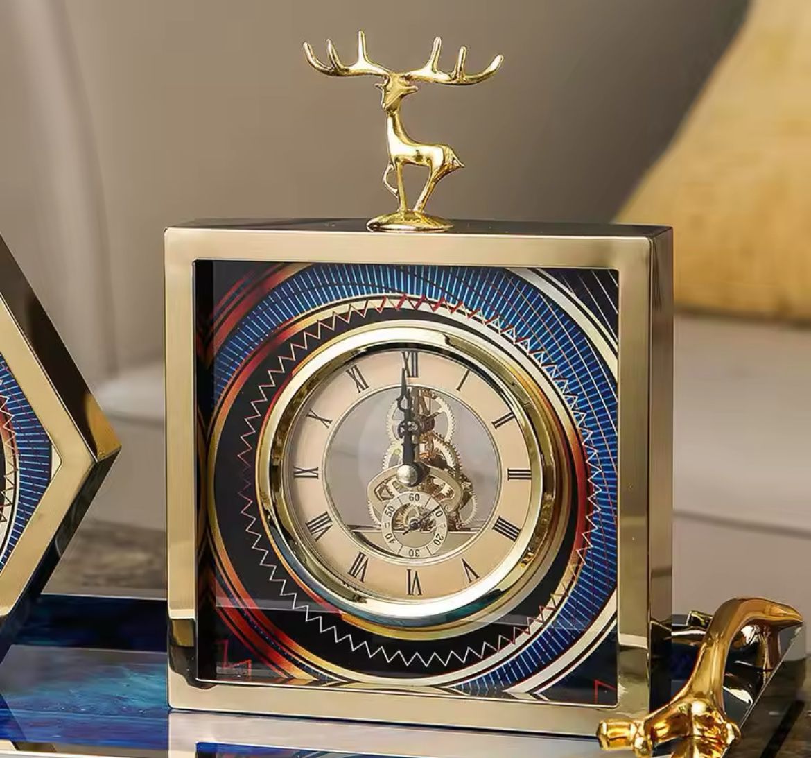 Metal Antique Vintage Desk Table Clock