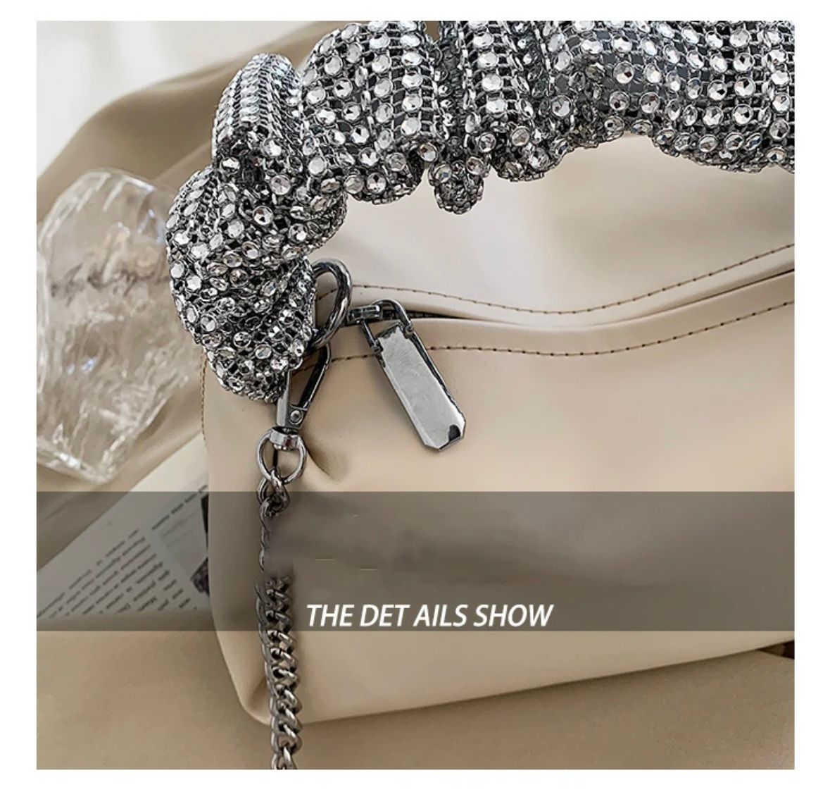 Leather Diamond Top Handle Bags Crossbody Chain Bag