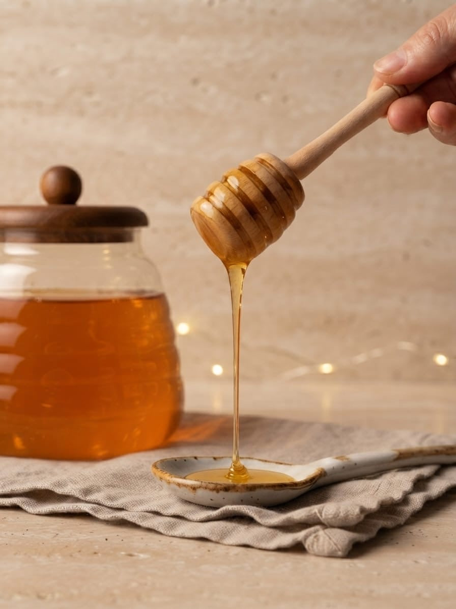 Honey Jar With Bamboo Tray and Honey Dipper