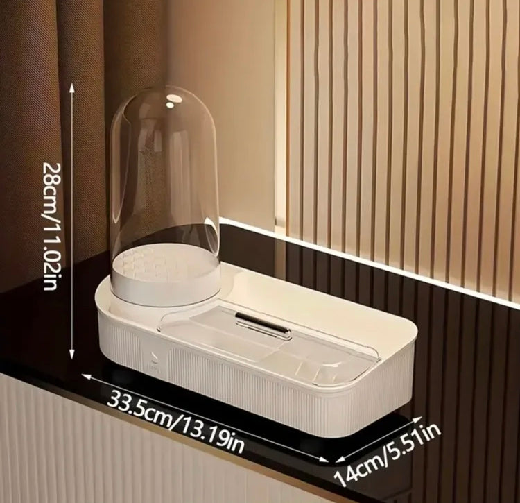 4 in 1 Elegant Makeup Organizer with Rotating Brushes Holder & Makeup Brushes Cleaner, Dryer