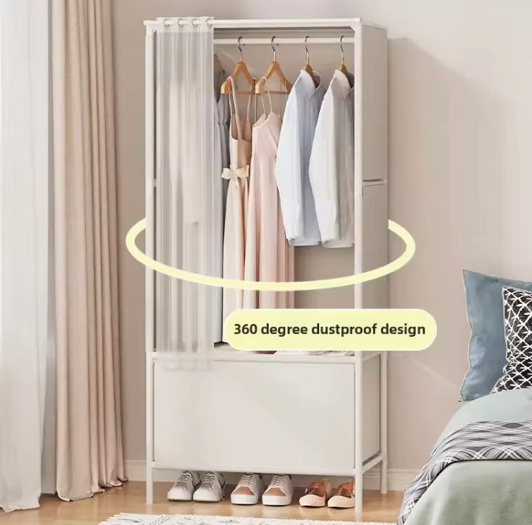 2 in 1 Clothes & Shoe Rack with Dustproof Curtains