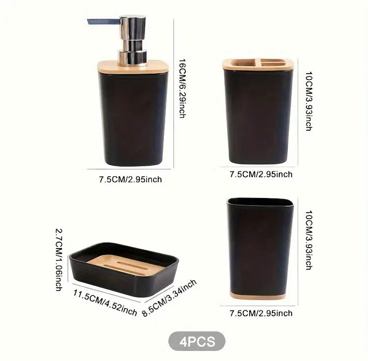 4 Pcs Decent Solid Colour Bathroom Accessories Set