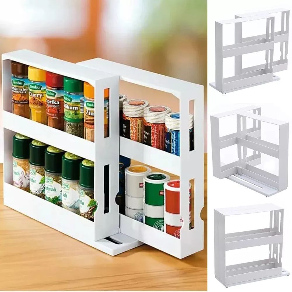 Multi-Function 2 Tier Rotate Storage Rack Seasoning Rack